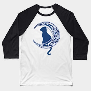 Blue Celtic Water Moon Cat | Kitten Baseball T-Shirt